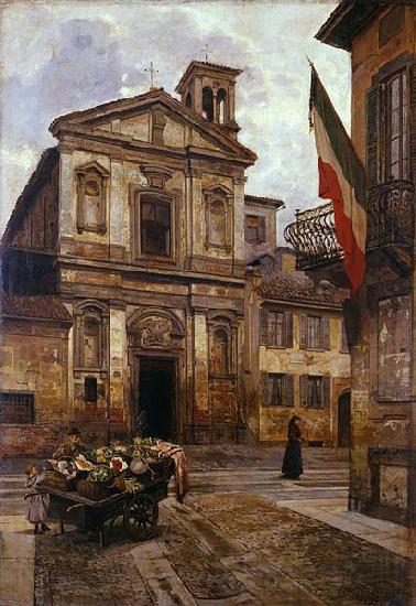 Arturo Ferrari Church of Santo Stefano in Borgogna in Milan Norge oil painting art